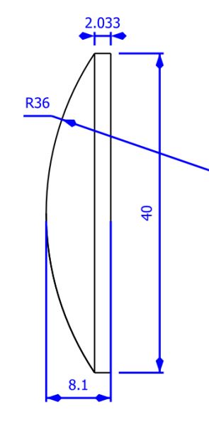 Plano-convex lens drawing